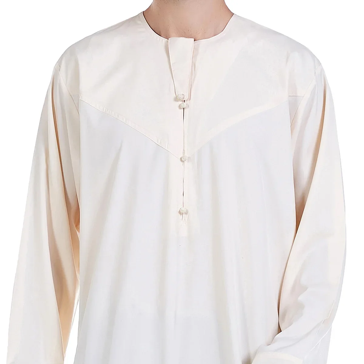 Męska Abaja Jednolita Muzułmańska Sukienka z Długim Rękawem Zapinana na Guziki Pakistan Odzież Islamska Jubba Thobe Arabia Saudyjska Kleding Kaftan Oman Qamis Homme
