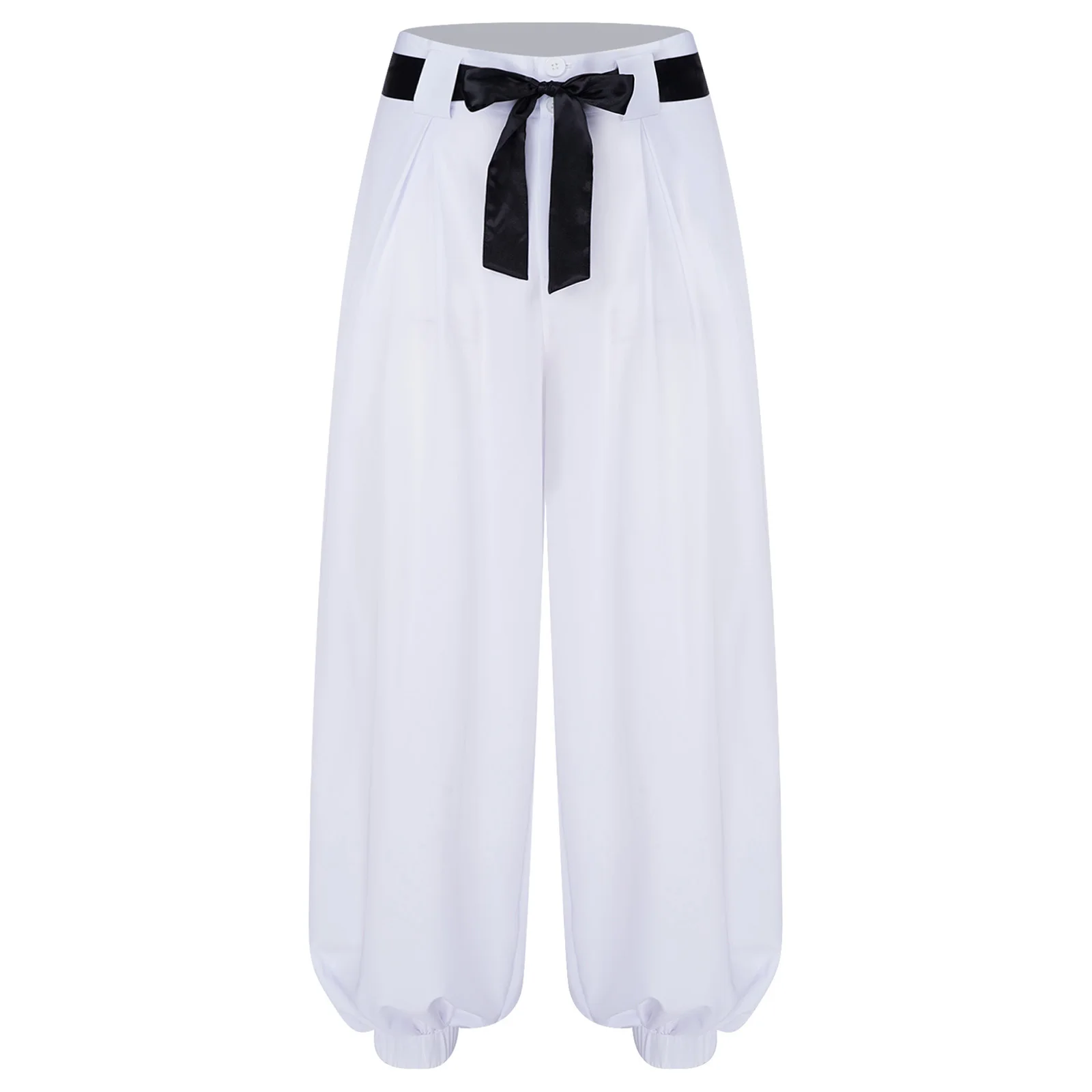 Mens Arab Prince Harem Pants Buttons Zipper Fly Pleats Bloomers Trousers with Belt for Halloween Cosplay Party Daily Casual Wear