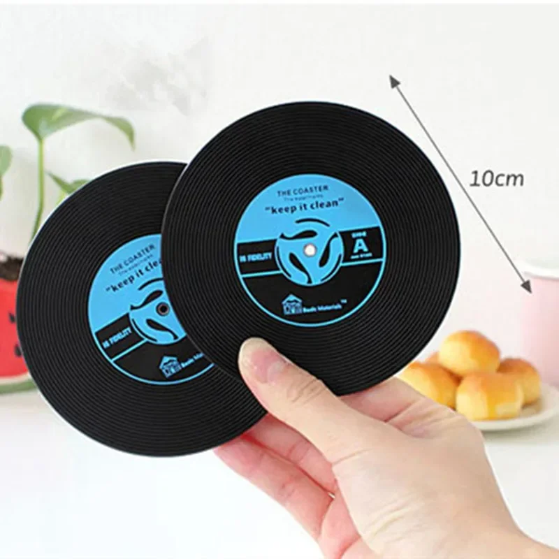 1pcs/set Home Table Cup Mat Creative Decor Coffee Drink Placemat Spinning Retro Vinyl CD Record Drinks Coasters