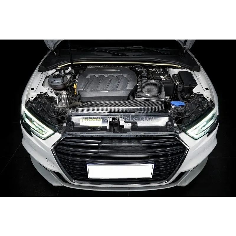 Collettore di aspirazione dell'aria in vero carbonio con risposta più veloce per Audi A3 2.0T 2017+ Sistema di aspirazione dell'aria fredda versione da corsa