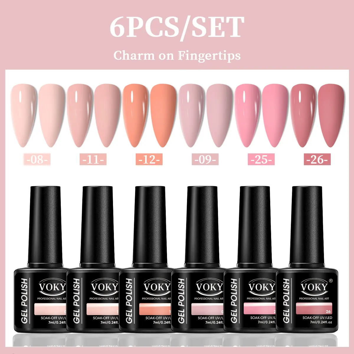 VOKY 6-delige set nagelgel, seizoensgebonden modieuze nagelgel, het perfecte cadeau voor dames om tijdens festivals te geven