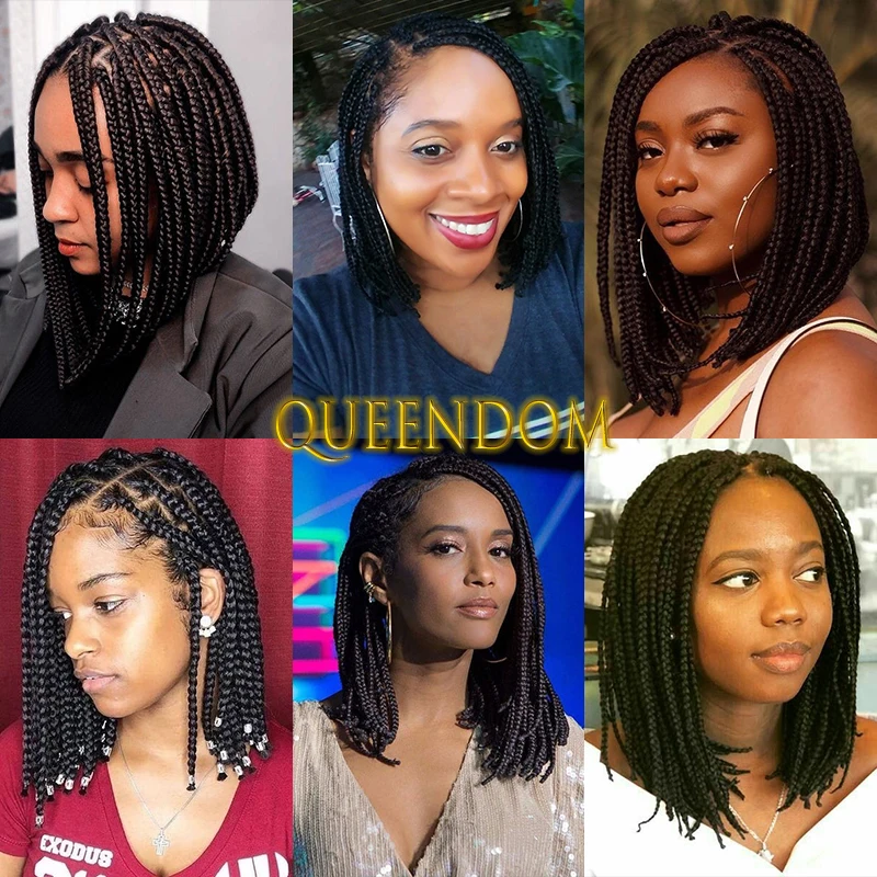 Synthetische Full Lace Box Braid Dreadlock-Perücke, 27,9 cm, knotenlos, kurzer Bob, geflochtene Curto-Perücke, hitzebeständige Cornrow-Zopf-Zöpfe-Perücke