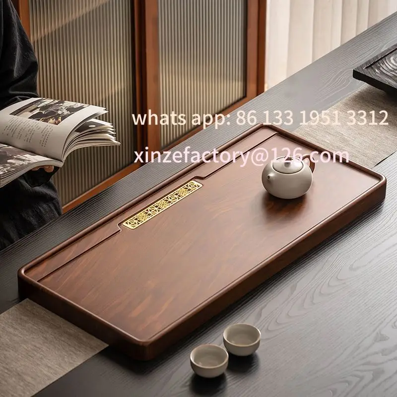 

Customizable whole solid wood tray, home modern office simple drainage size table tea sea kung fu tea set tray