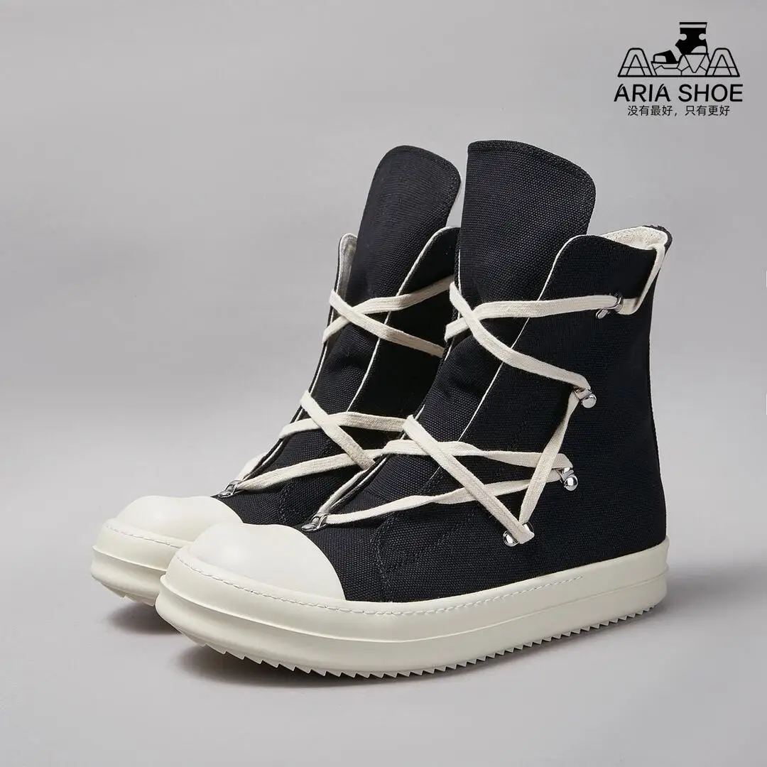 Ricks Men Luxury Casual Shoe High Quality O-wen Women Flat Sneaker Canvas High Top Pentacle Design Zipper O-wen Women Ankle Boot