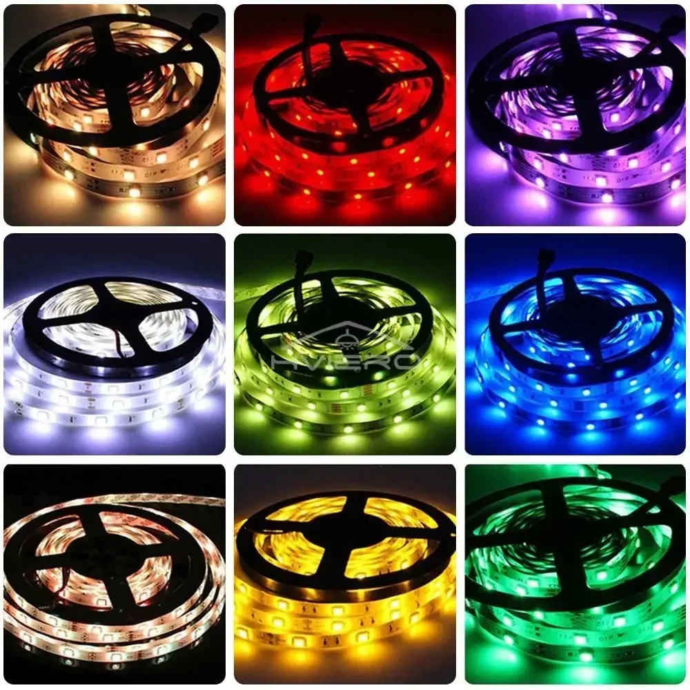 Neon Flexible Ribbon Stripe 5050 Led Strip Lights 44Key IR Controller RGB 5M 10M 150Led Wall Lamp Diode Tape Color TV Backlights