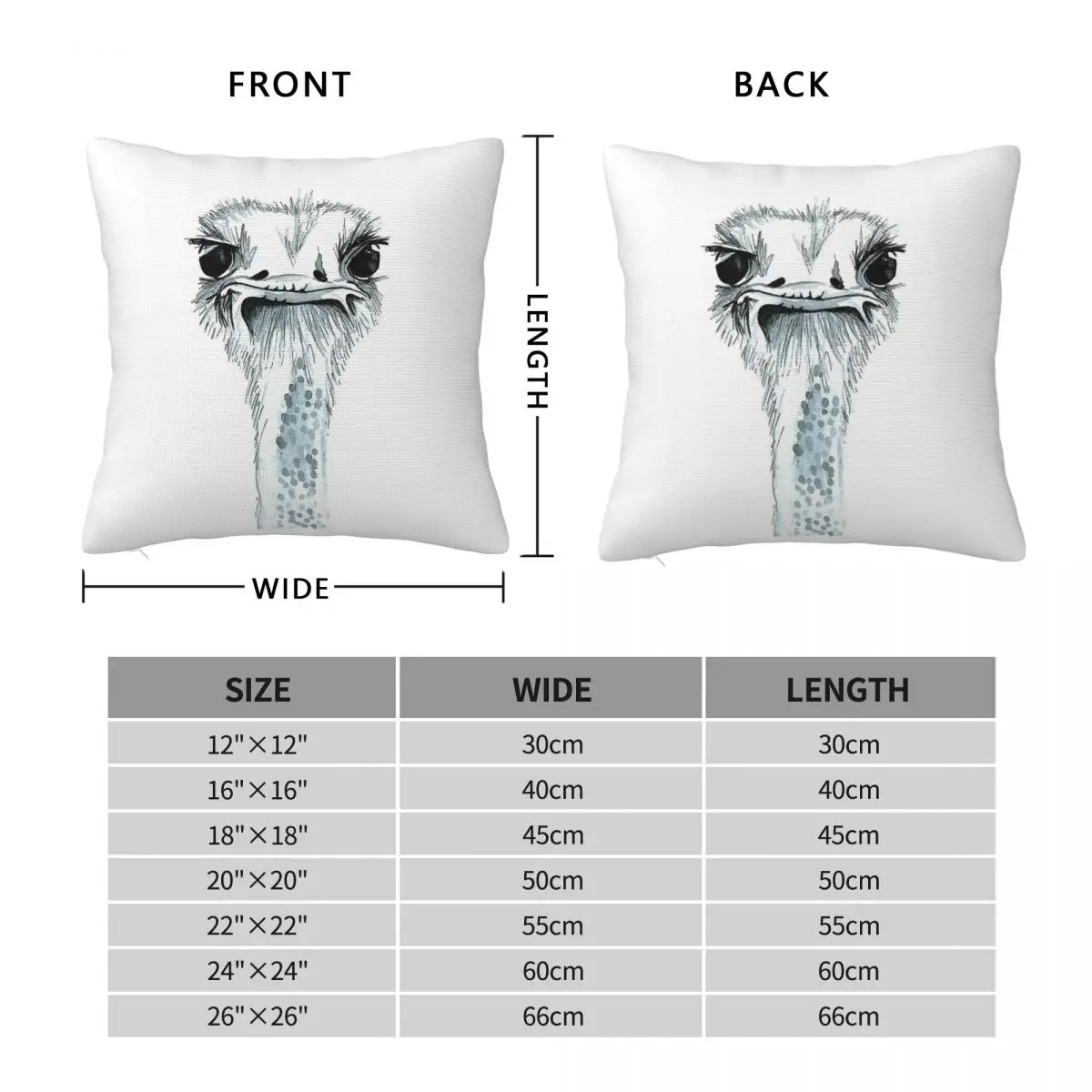 Percy The Ostrich Square Pillowcase Polyester Linen Velvet Printed Zip Decor Throw Pillow Case Home Cushion Cover 18