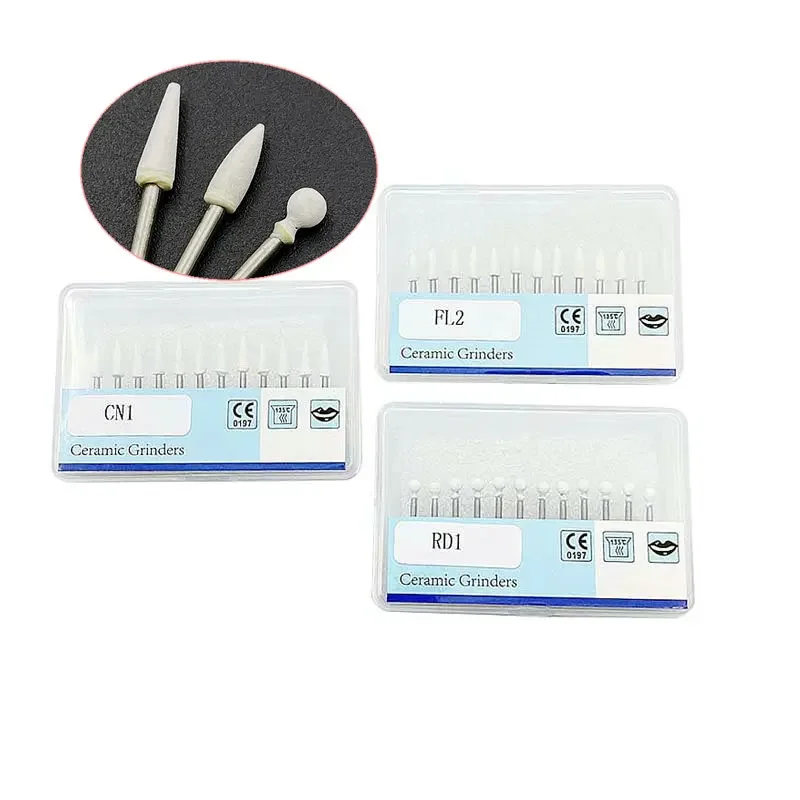 

12Pcs/Box Dental Flame White Stone Polishing FG Burs Abrasion Point Bur fit High Speed Handpiece CN1 RD1 FL2