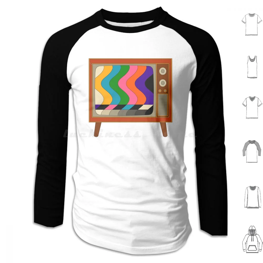 No Signal Hoodies Long Sleeve Retro Tv 60S 70S Groovy Psychedelic Rainbow