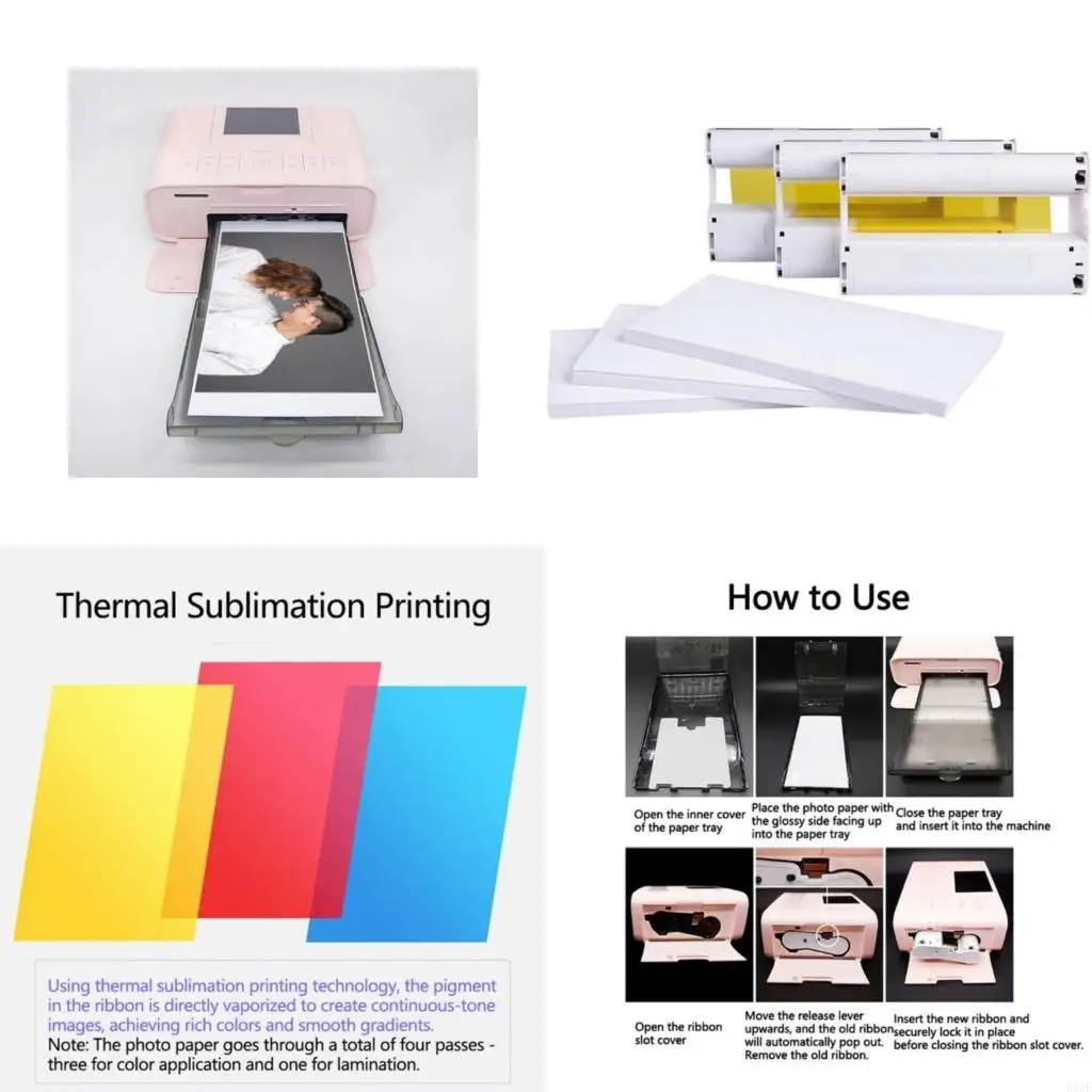 

896F 3Pcs Cartridges 108 Sheets Photo Paper Printer Accessory For CP1300 CP1200 CP1000 CP910 CP810 CP800 CP710