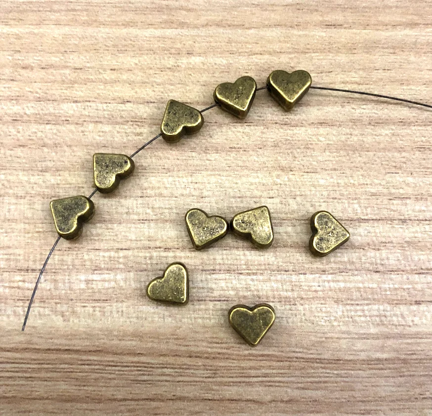 

40pcs 6*7mm Lovely little heart shaped spacer beads for accessories handmade HW2903 Zinc alloy metal