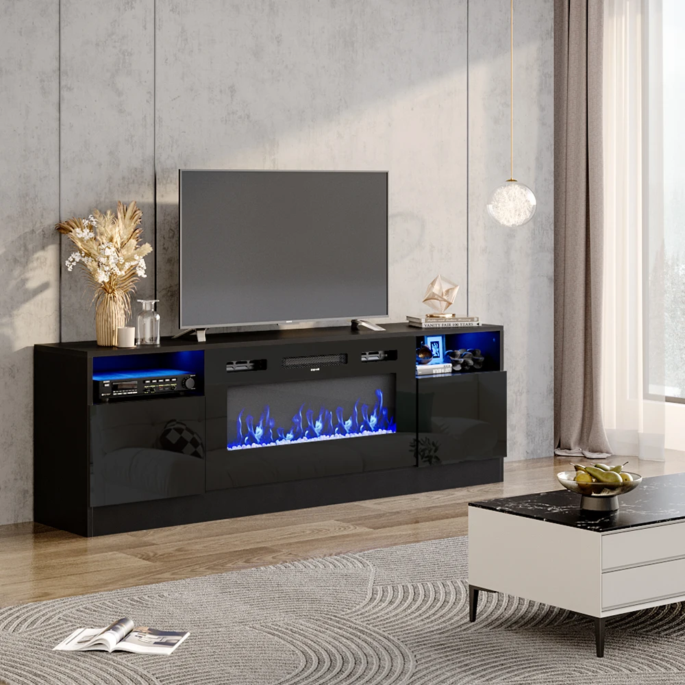 【Breeins】Recessed Electric Fireplace TV Stand with Closed Storage Home Decoration With Remote Modern