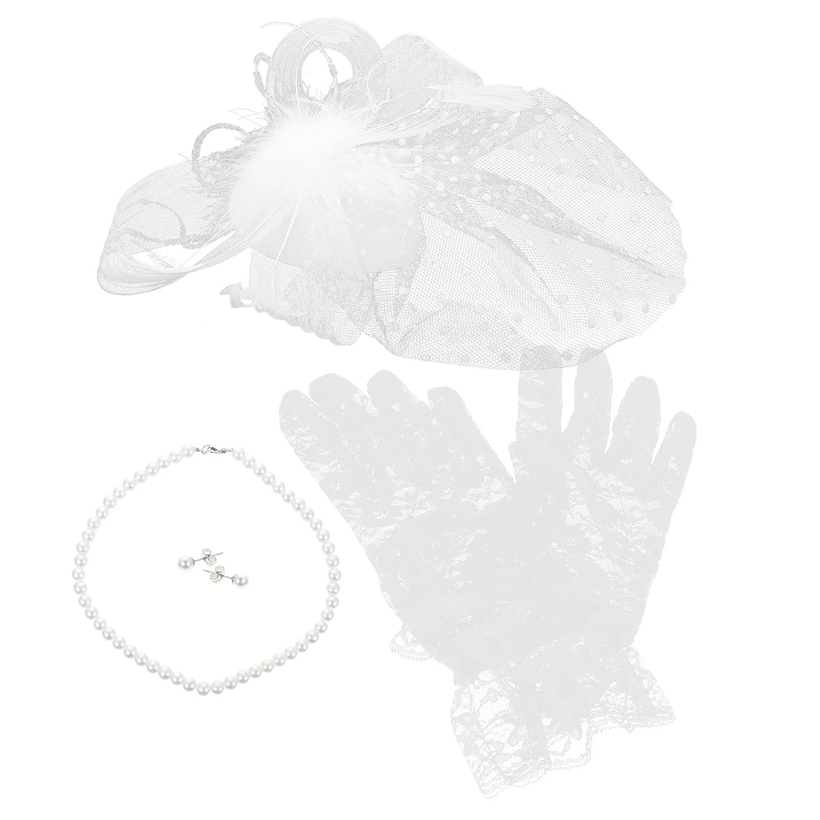 

1 set 1 Set Party Glove Kit Plumage Headwear Elegant Banquet Headdress For Wedding Masquerade Ball Photography Gauze