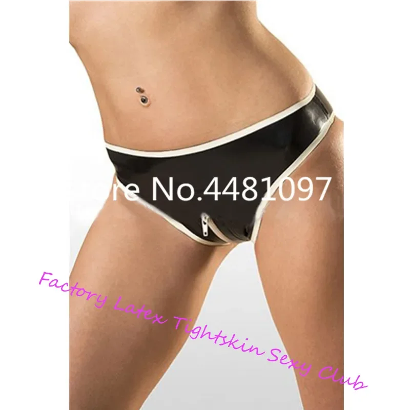 Sexy Handmade Nature Latex Underwear Female Rubber Lingerie for Women Plug Size XS-XXXL Open Crotch