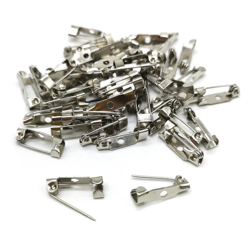 New White K Plated Iron Brooch Base Back Bar Badge Holder Safe Lock  Pins DIY Jewelry Findings  Accessories #PJ83
