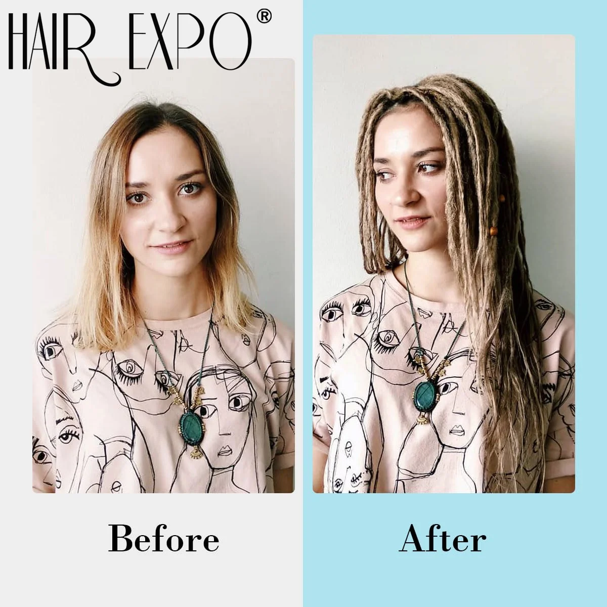 24Inch Synthetic Double Ended Dreadlocks Extensions Ombre Reggae