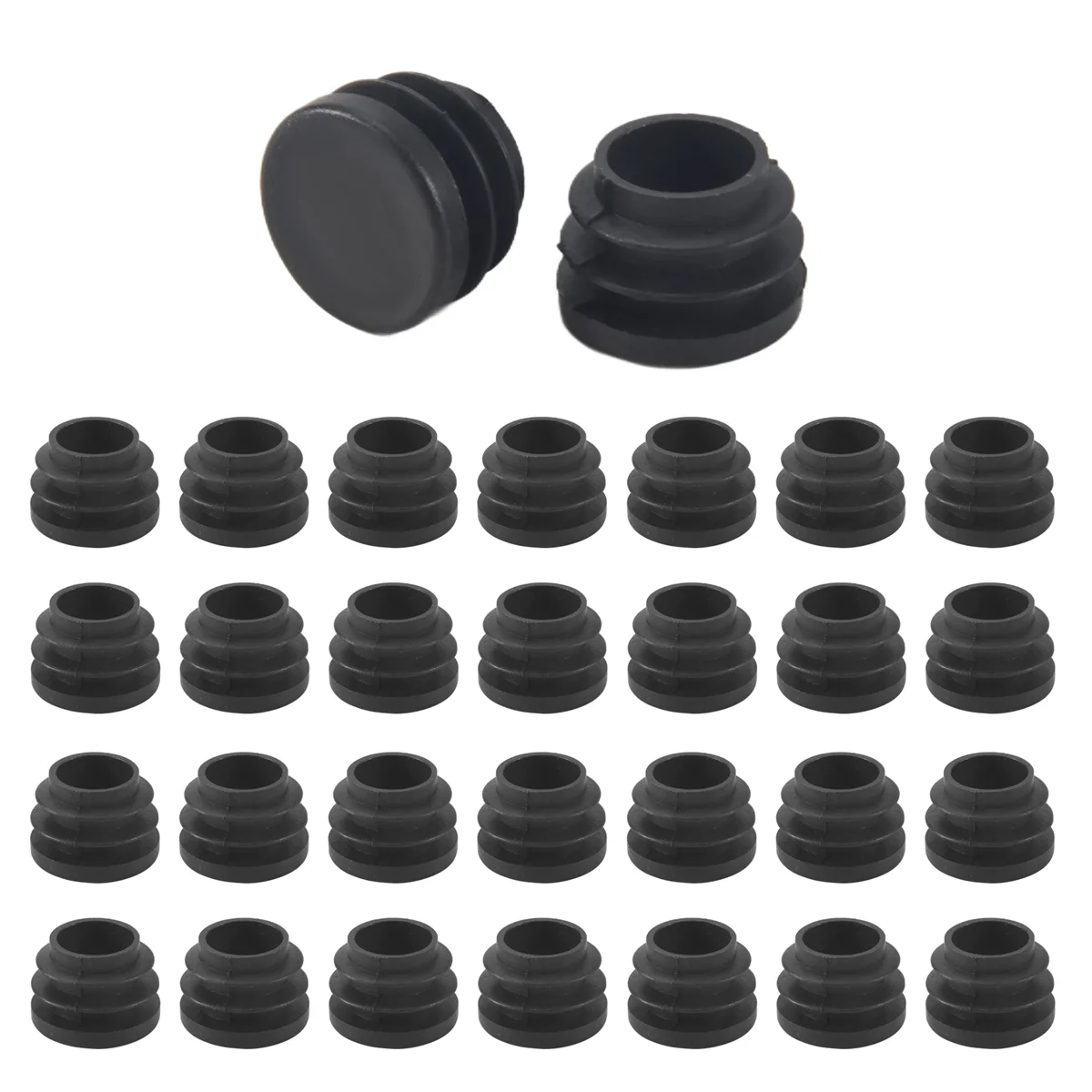 Round Table Chair Leg Tube Pipe Insert End Cap 19mm Dia 30pcs Black