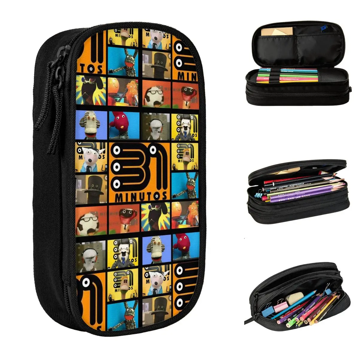 31 دقيقة مقلمة تشيلي كوميدي حامل قلم حقيبة فتاة صبي تخزين كبير اللوازم المدرسية سستة قلم رصاص الحقيبة