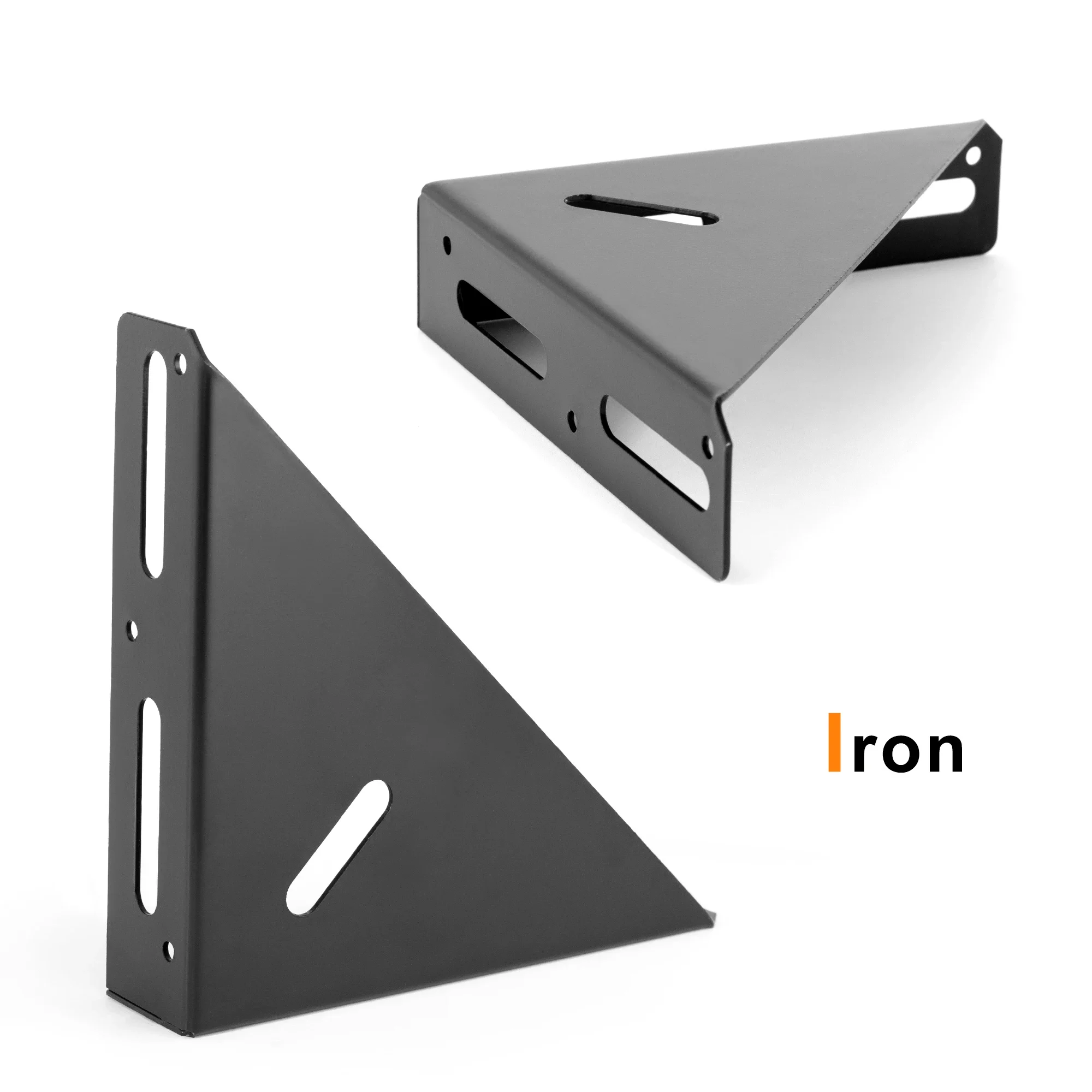 2PCS Heavy Duty Large Iron Black Angle Bracket Metal Triangular Wooden Shelf Support Corner Brace for Cabinet Furniture Fixing