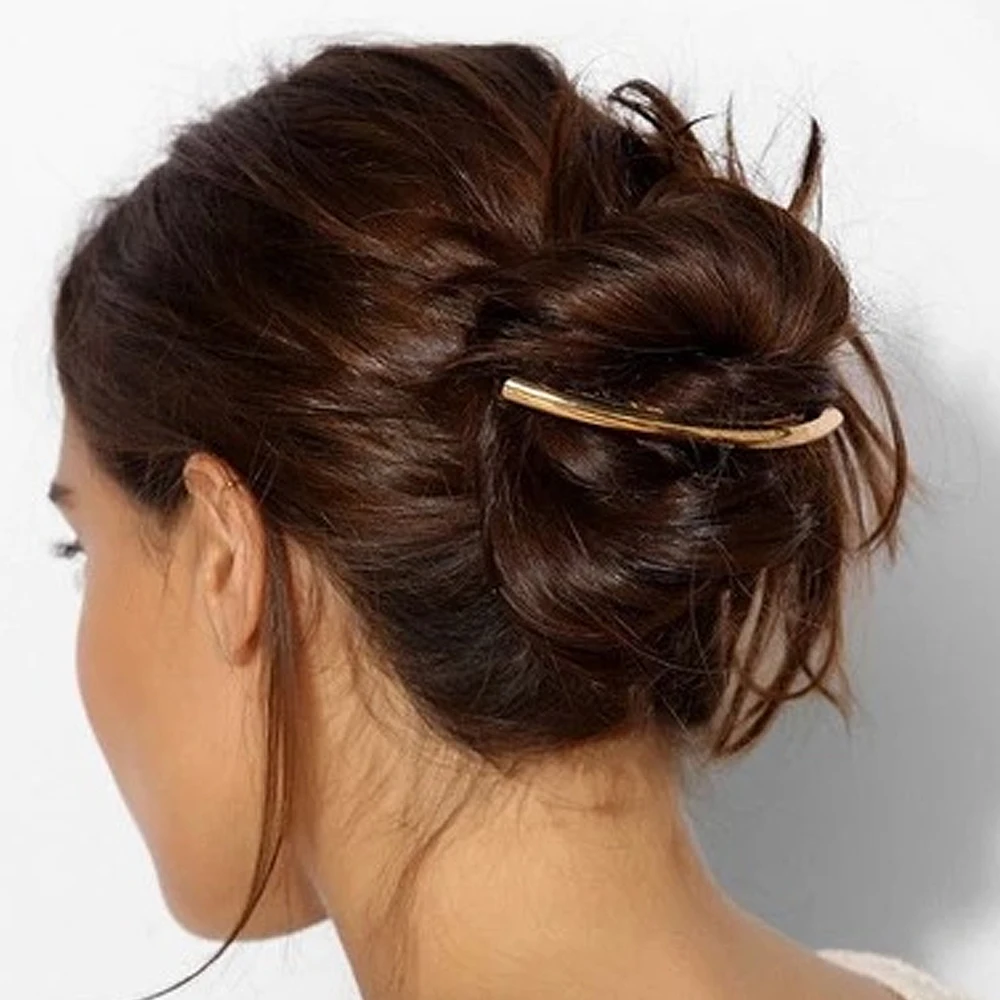Simple Oval Shaped Barrettes Gold Silver Color Metal Spring Hair Clip French Styles Hairpins For Women Lady Decorative