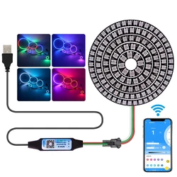 WS2812B 5050 5V RGB Led Pixel Ring Individul AddressabIe Ring WS2812 IC BuiIt-in Led ModuIe With USB Wire And SP621E Controller