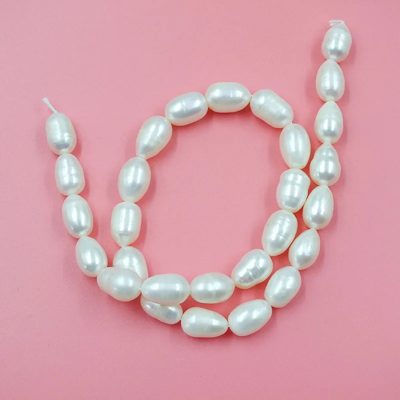 10 shares   Fashion Jewelry Making White Freshwater Pearl 9-10mm Rice Loose Pearl 15