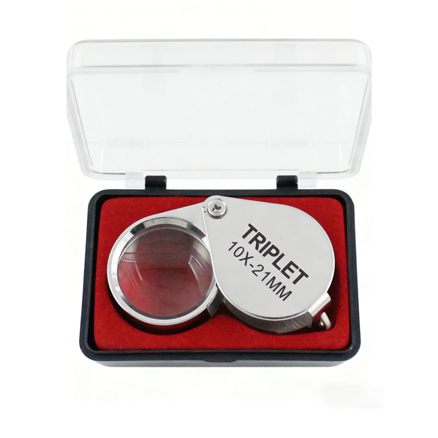 10-30X goud/zilver boxed draagbare jaloezieën opvouwbare driedelige sieraden/labels/lezen oog gereedschap lezen vergrootglas - afbeelding 1