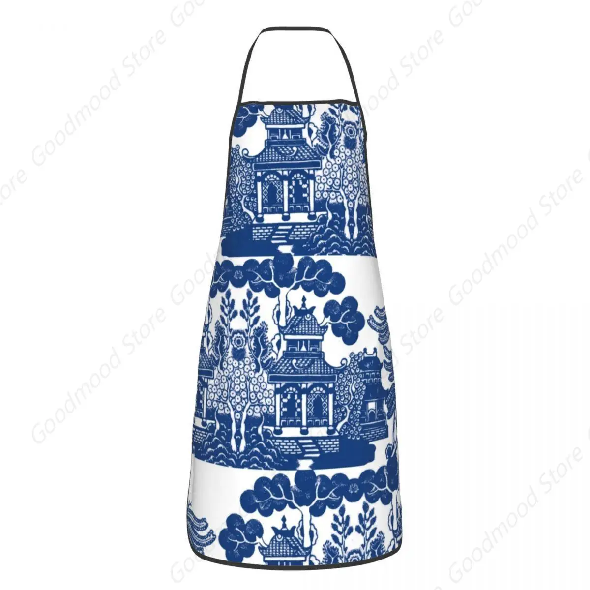 Custom Blue Willow Chinoiserie Blue And White Porcelain Inspiration Apron Women Men  Bib Cooking  Tablier Cuisine Chef Gardening