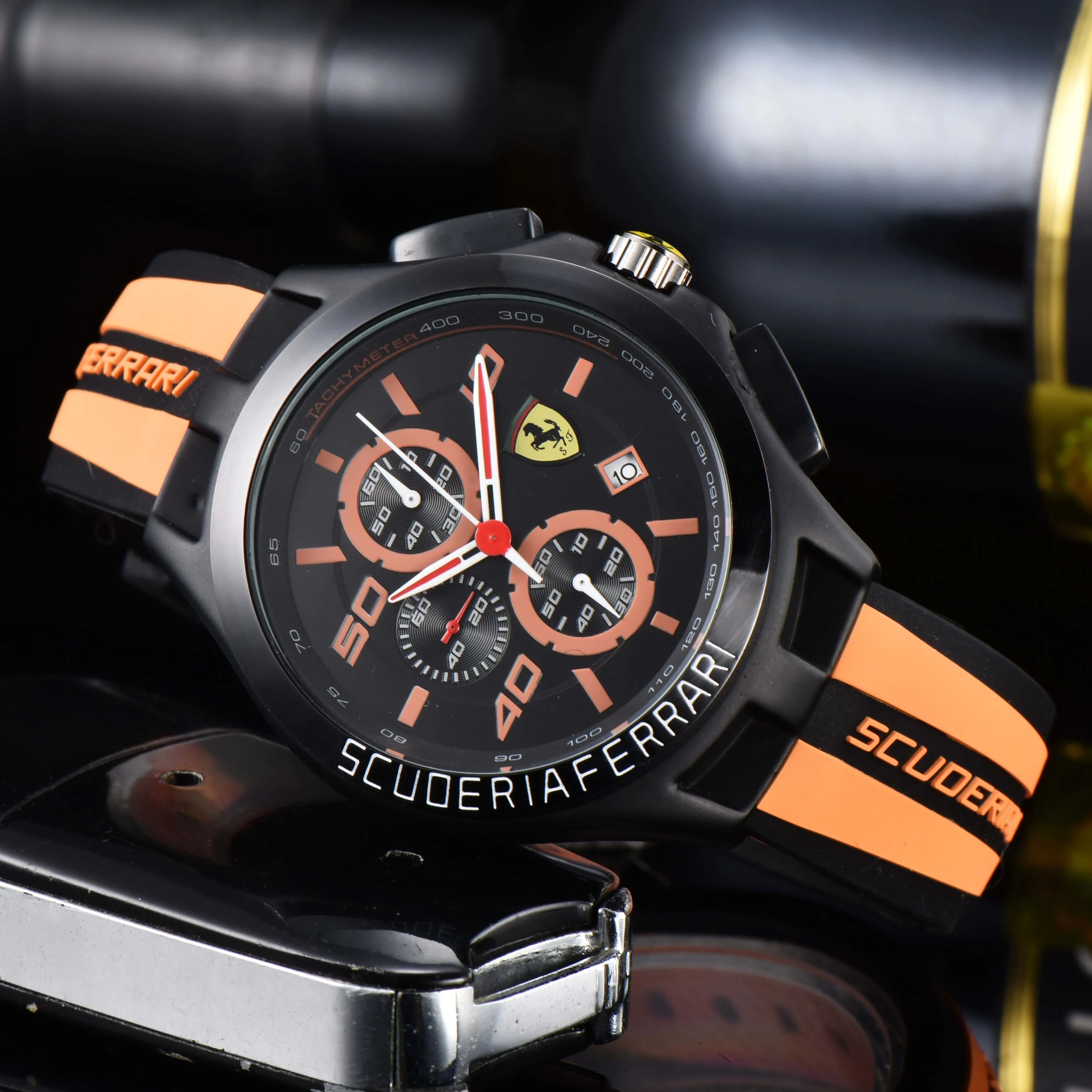 ساعات رجالي عصرية فاخرة كوارتز ساعة اليد سيليكون حزام الأعمال ساعة عادية لفيراري روما 488 بورتوفينو F8 العنكبوت SF90