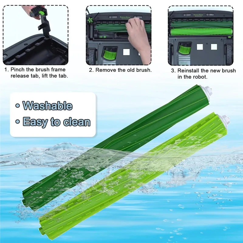 

SANQ 1 Set Rubber Roller Brush Multi-Surface Rubber Brush Green For Irobot Roomba S9 9150 / S9+ Plus 9550 S Series Vacuum Cleane