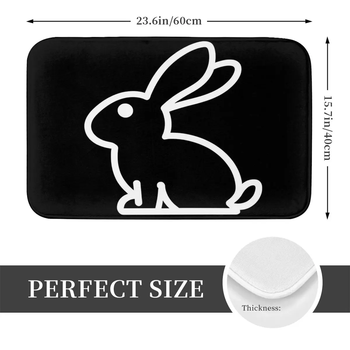 Minimal Bunny Sophisticated White Line Art Rabbit Non-slip Doormat Floor Mat Carpet Rug for Kitchen Home Bedroom Footpad Mats