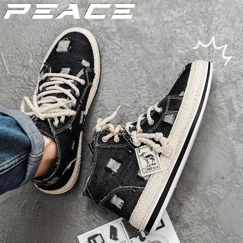 Men's Lightweight High-Top Canvas Sneakers Outdoor Casual Sports Shoes for Men