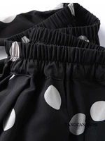 Modern Large Polka Dot 100% Natural Mulberry Silk Crepe De Chine Elastic Waist Women's Fashionable Cropped Lantern Pants - Image 3
