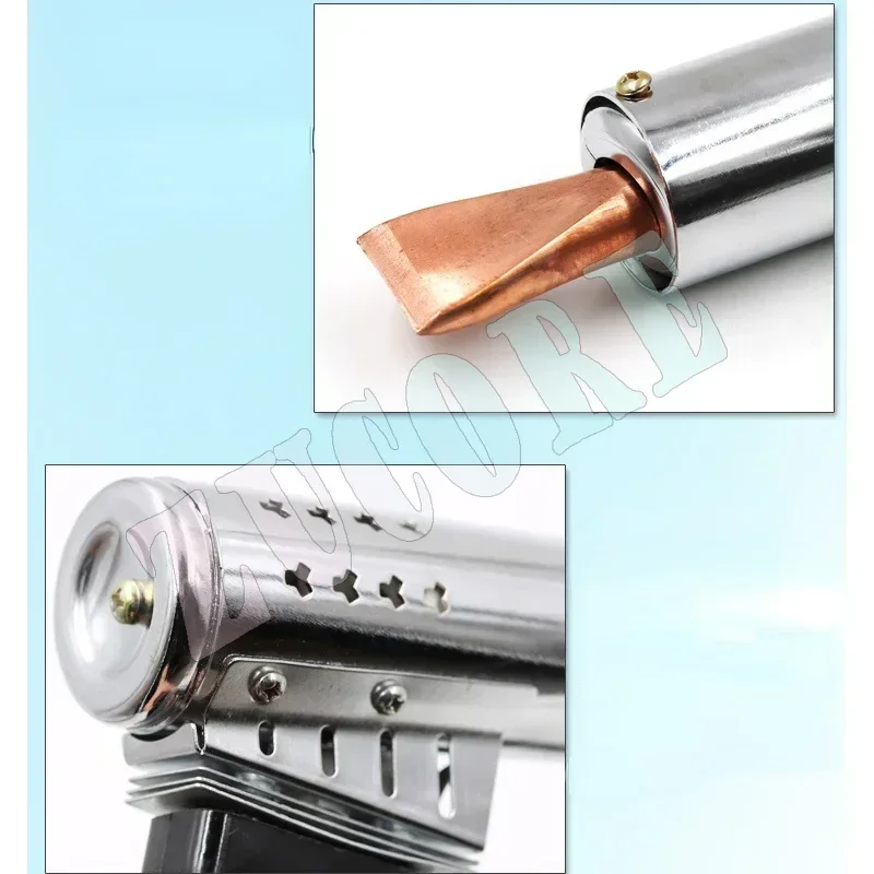 مسدس لحام عالمي جديد 220 فولت 500 وات، مسدس ساخن مع درجة حرارة 200-400 درجة مئوية، طرف إزميل، لحام حديد لحام قوي محمول باليد