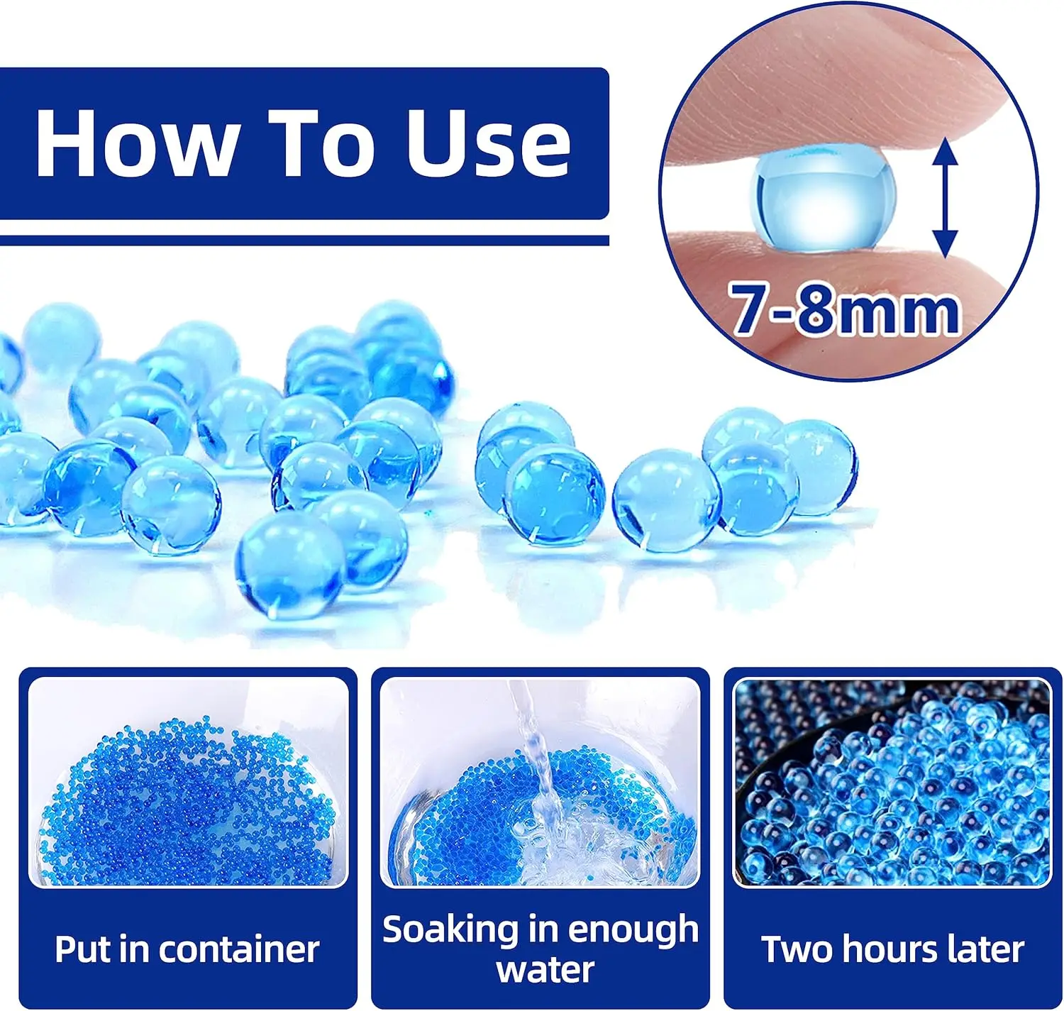 7-8mm 50000PCS Gel Balls Ammo Refill Water Beads Growing Rainbow Color Splatrball For Gel Blasters Toy Gun