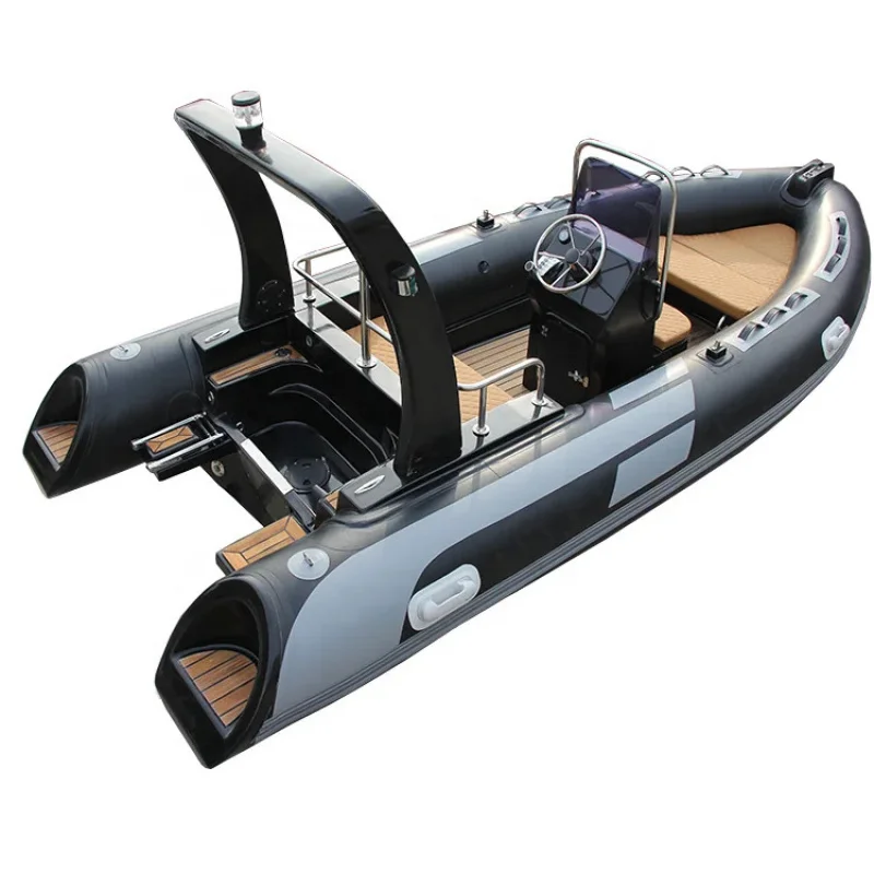 Deep V 16ft RIB 480 Festrumpfschlauchboot aus Fiberglas und PVC im Sportstil für Rafting und Angeln, inklusive Außenbordmotor für den See