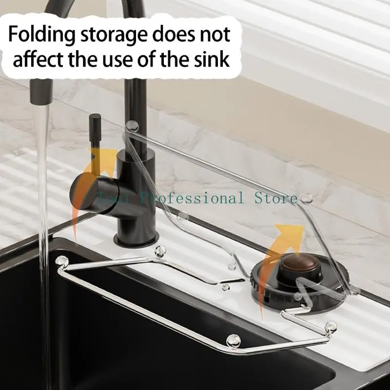 57QF MultiFunctional Sink Strainer With Foldable Stand And Removable Mesh For Easy Vegetable Fruit Food Residues Draining