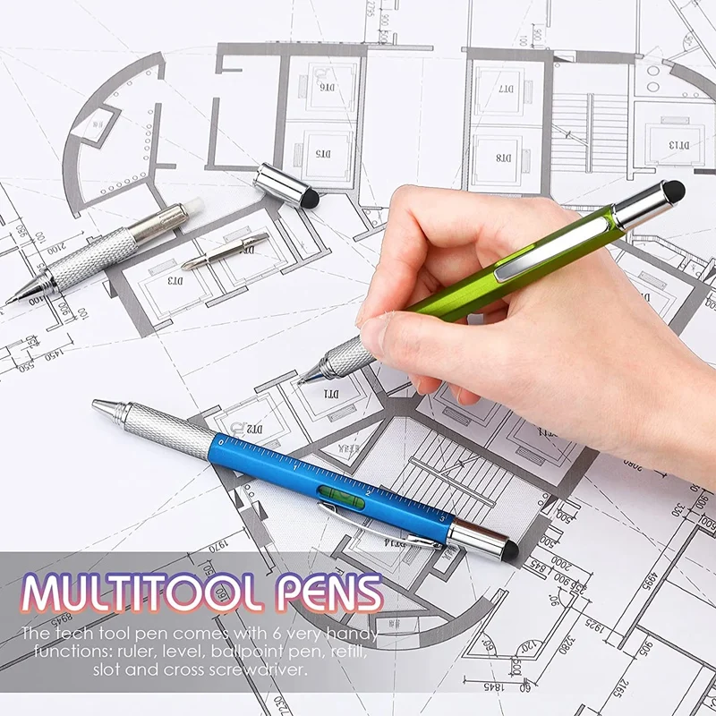 36 Pcs 4 Colors 6 In 1 Multitool Ballpoint Pens Gift Tool Pen Personalized Pen Tool Gadget Pen Gift For Men