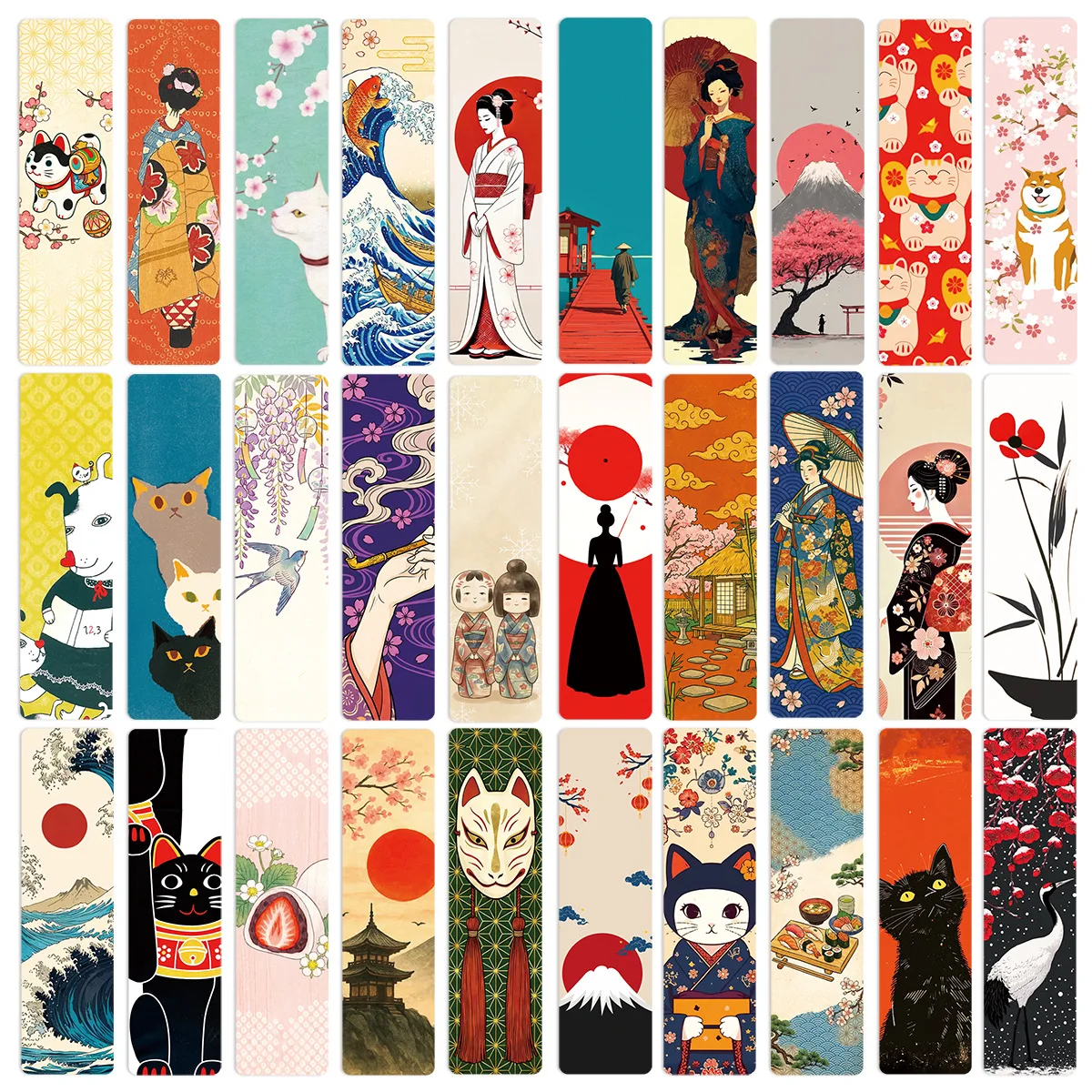 30PCS Japanese Minimalist Bookmark Stickers Graffiti Stickers DIY Diary Phone Case Handmade Scrapbook Aesthetic Stickers
