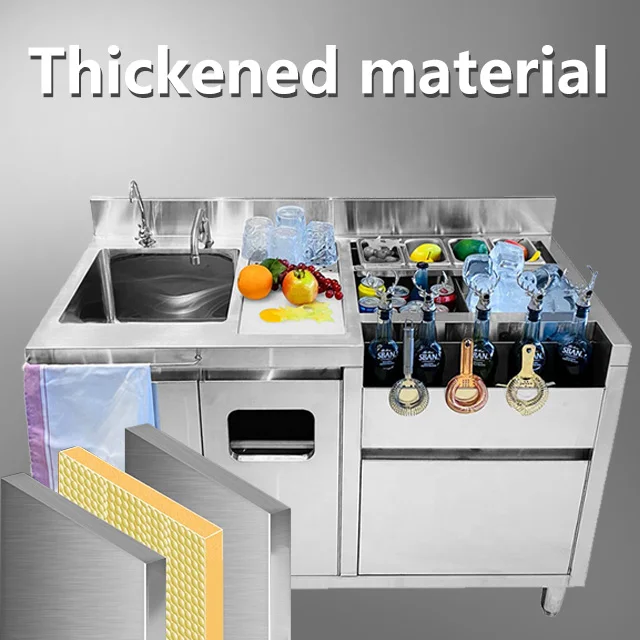 Factory Commercial Custom Coffee Bubble Tea Station Work Table Stainless Steel Bar Counter 220V 120-200L