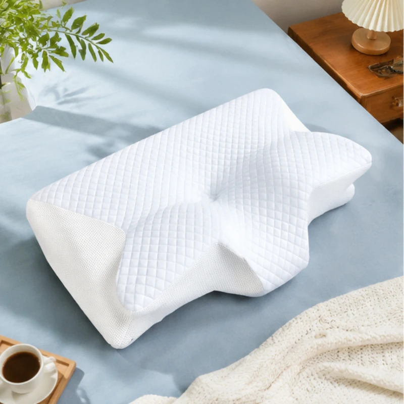 

Butterfly Memory Foam Neck Pillow, Contoured Sleep Pillow for Neck Pain Relief, Ergonomic Support for Stomach and Side Sleepers