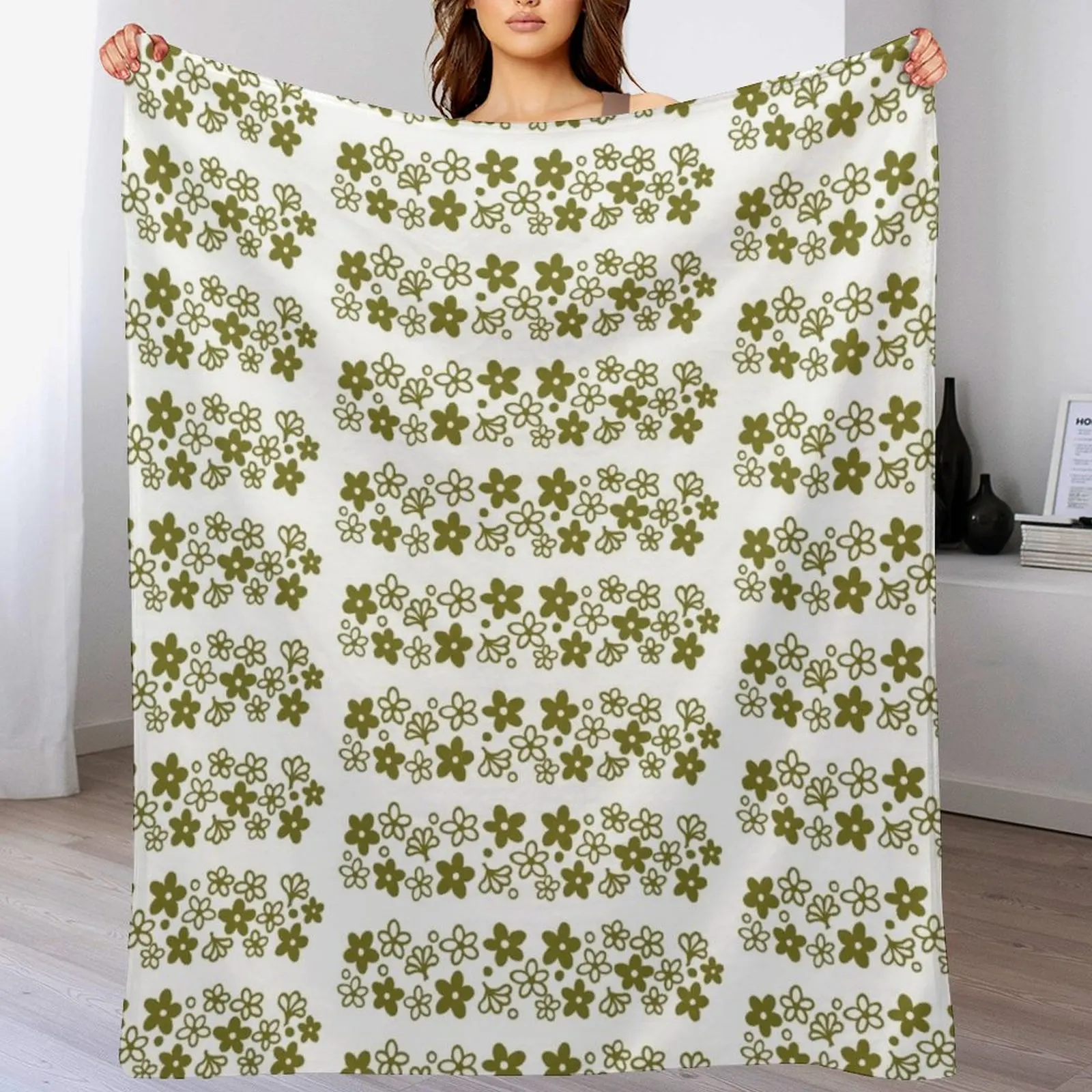 

Vintage Pyrex Spring Blossom Design Green Throw Blanket Anti Shedding Soft Fuzzy Blanket for Home