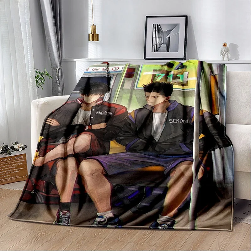 S- Slam Dunk Basketball Cartoon Printed blankets Picnic blanket Flannel Warm blanket Travel Blankets bed linings Birthday Gifts