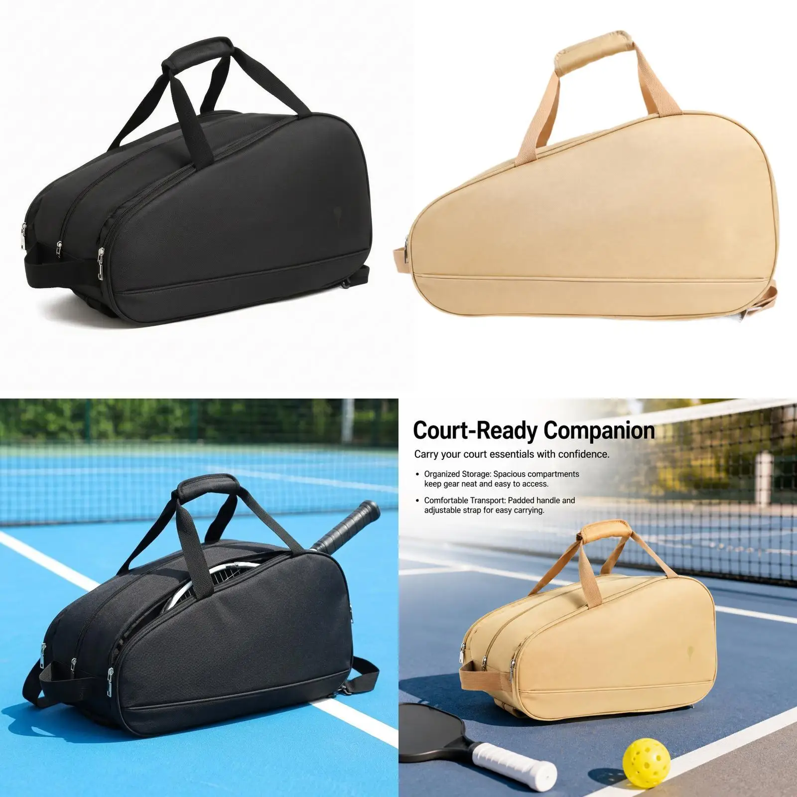 Tennis Racket Bag with Adjustable Shoulder Straps Outdoor Sports Organizer Pickleball Paddle Bag for Training or Match