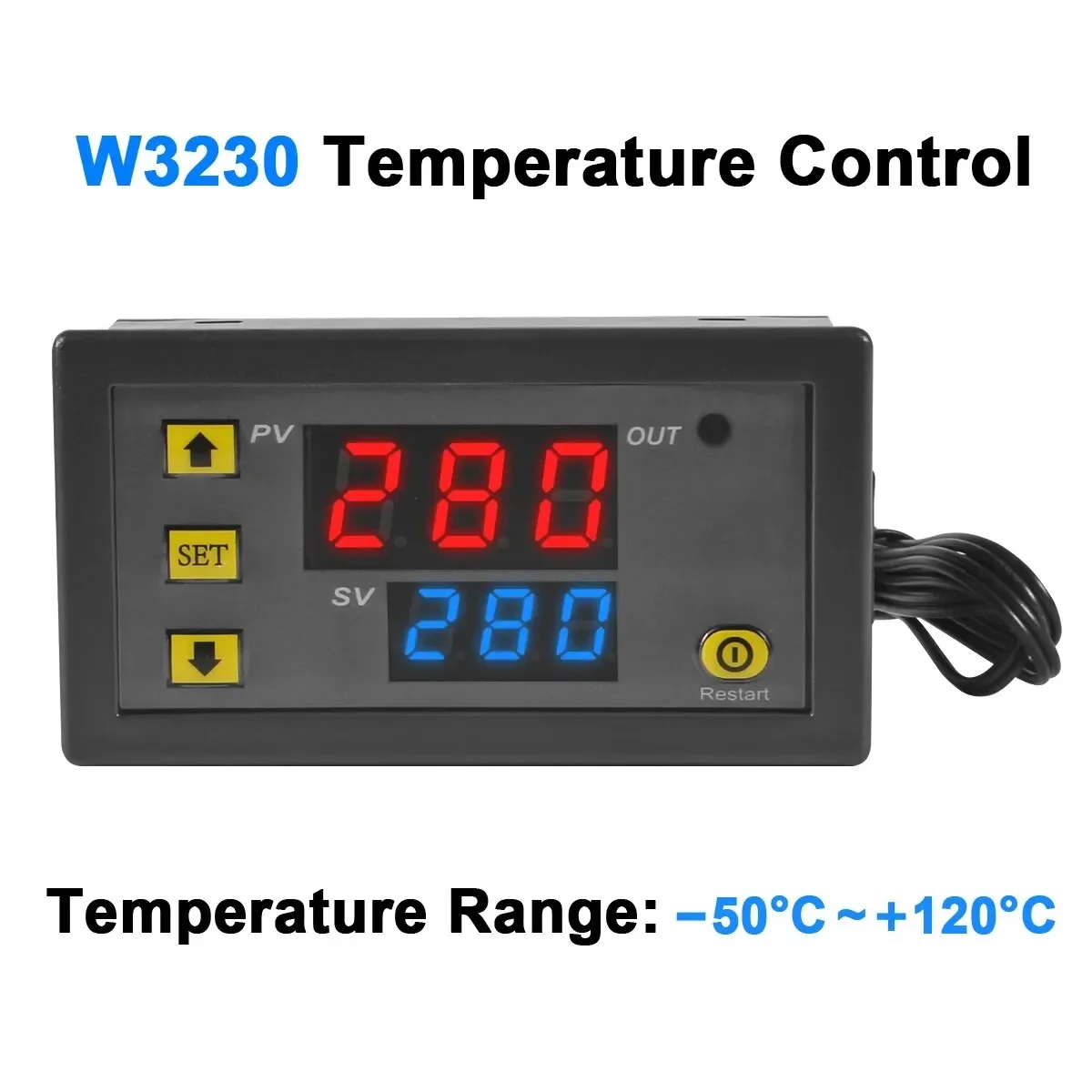 W3230 12V 24V AC110-220V Probe line 20A Digital Temperature Control LED Display Thermostat With Heat/Cooling Control Instrument
