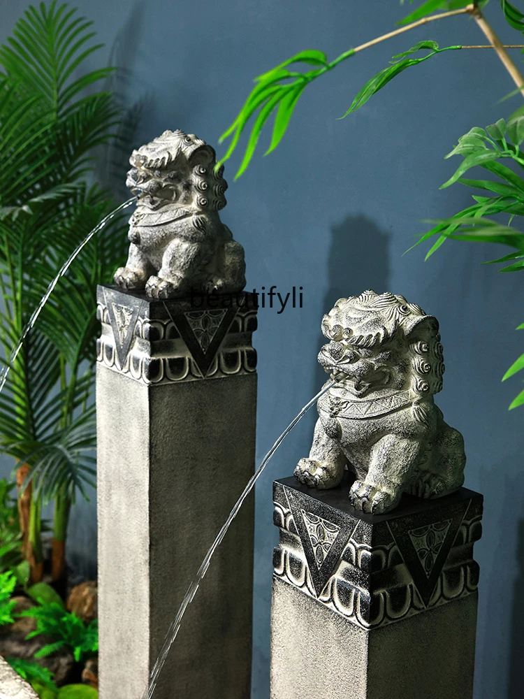 New Chinese Circulation Flowing Water Ornaments Courtyard Landscape Fish Pond Water Tank Landscape Rockery Fountain Fish Tank