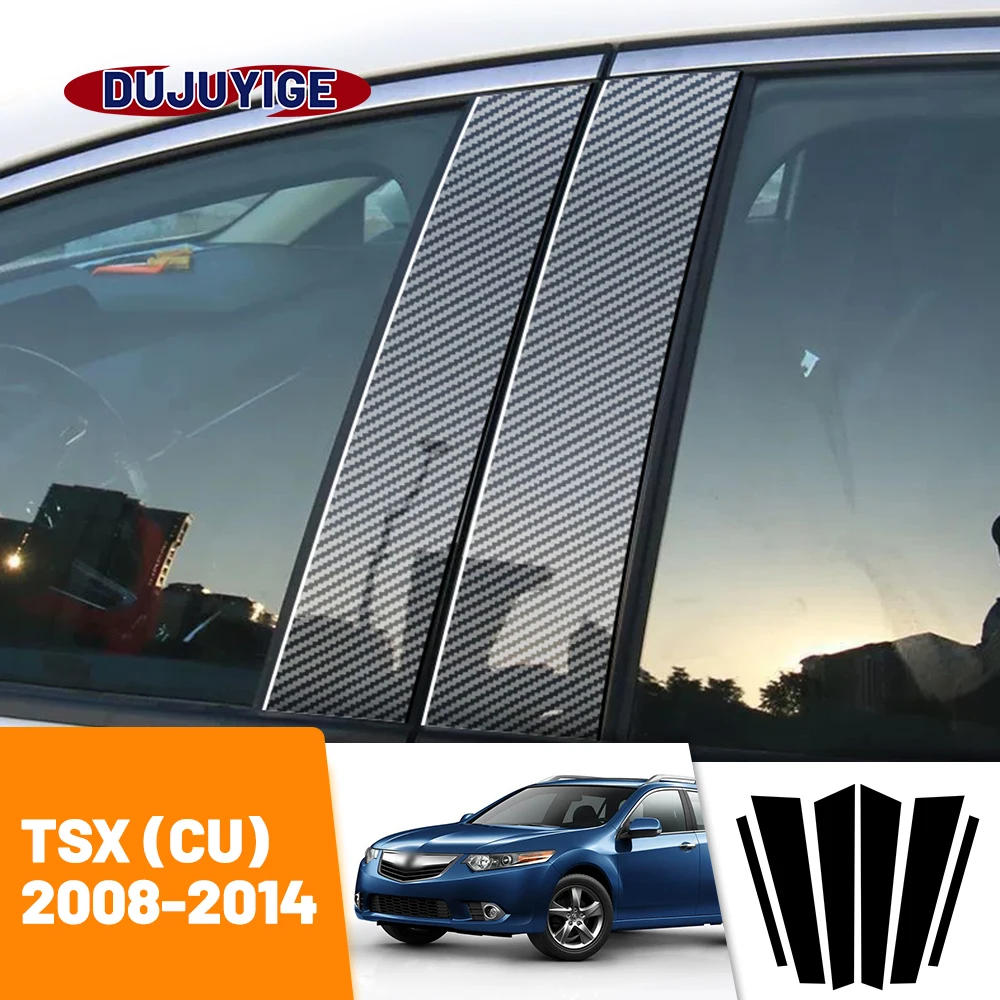 

For Acura TSX CU 2008-2014 2009 2010 2011 2012 2013 Carbon Fiber Window Door Column Deal B C Pillar Post Cover Trim Sticker