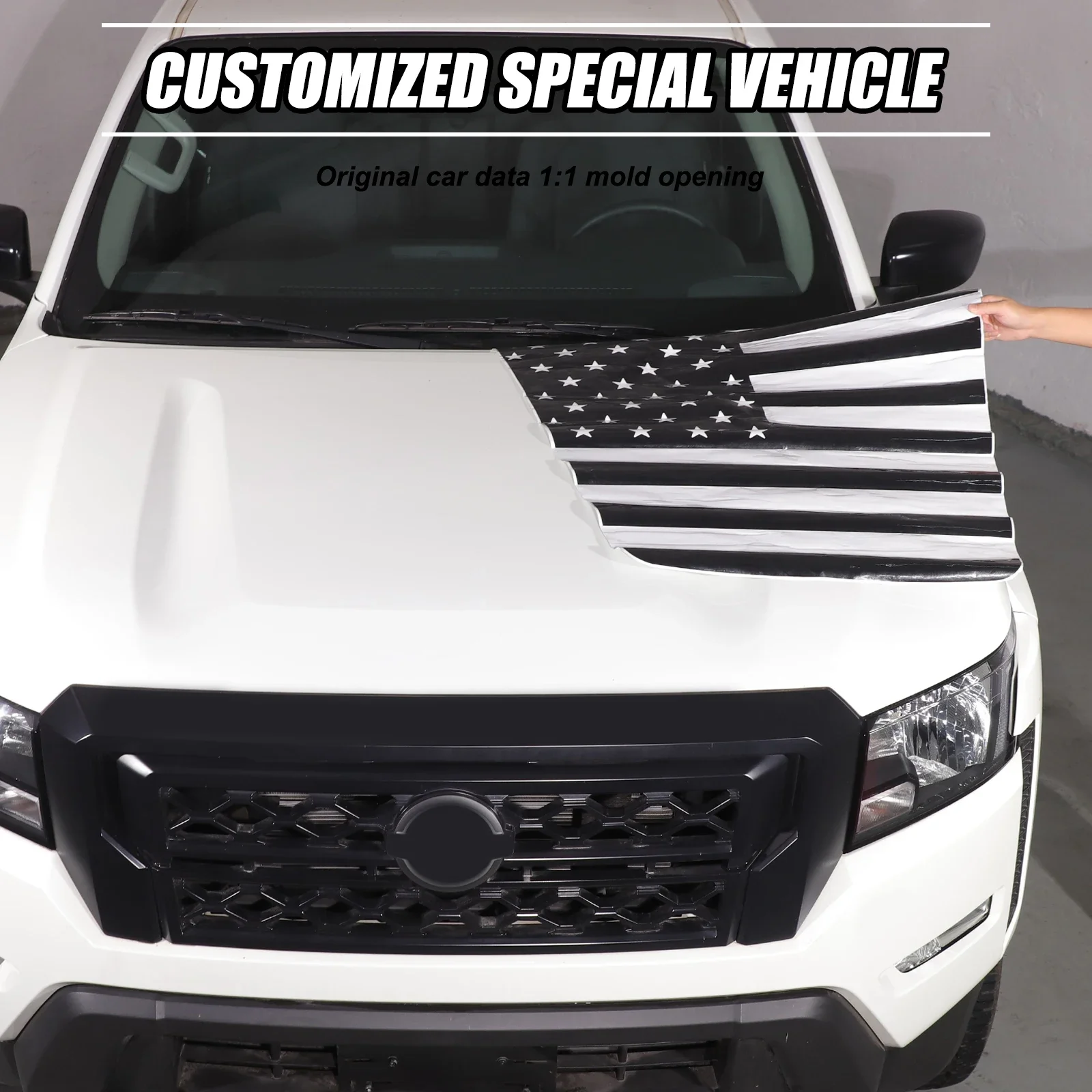 For Nissan Frontier 2022-2024 PVC Black Car Hood Decal  Bonnet Sticker Car Accessories