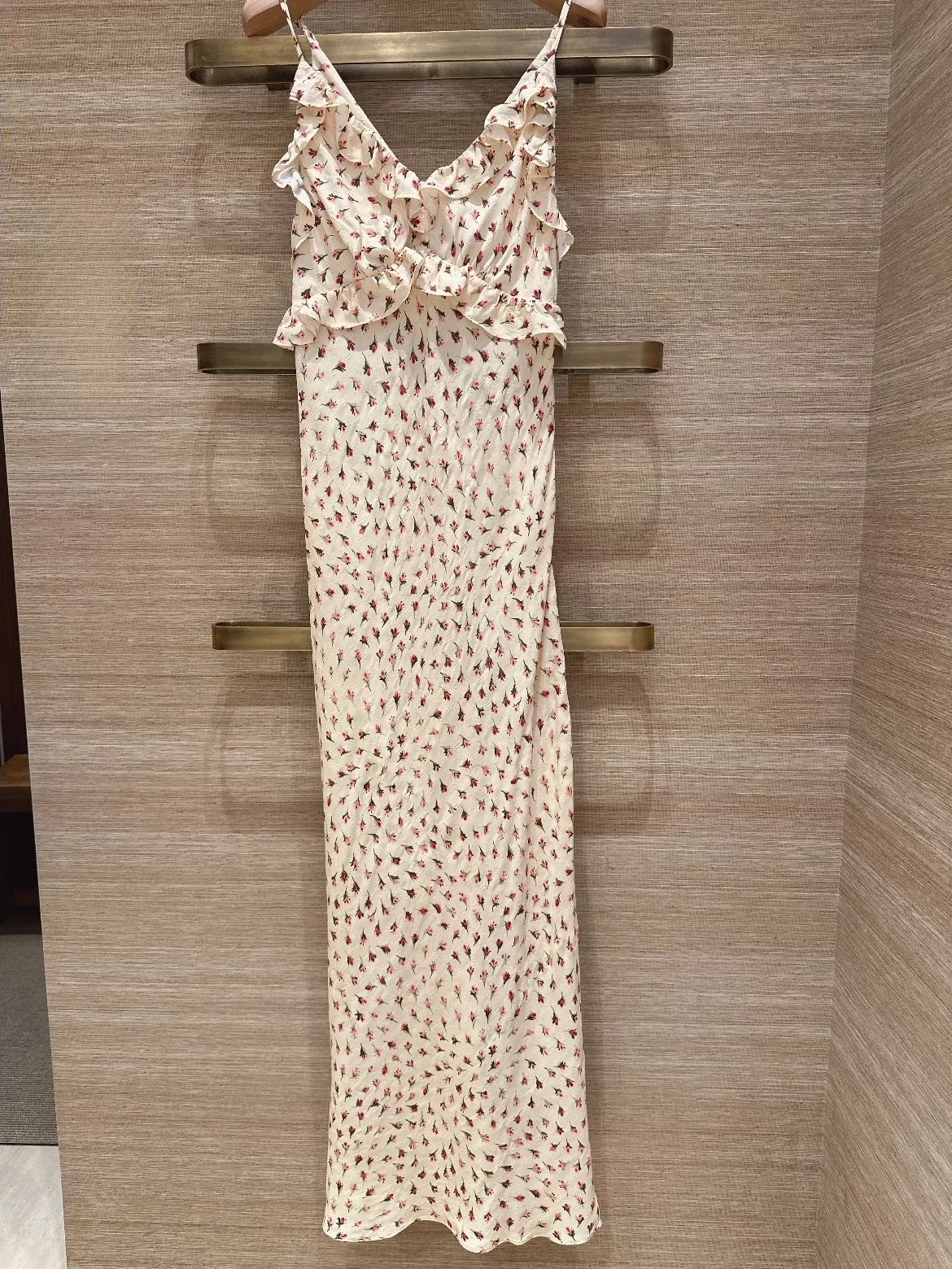 

Heidd Summer Vacation Style Long Sleeveless Dress Women's Polyester Fiber Printed Trimmed Wrap Skirt Gown for Holiday