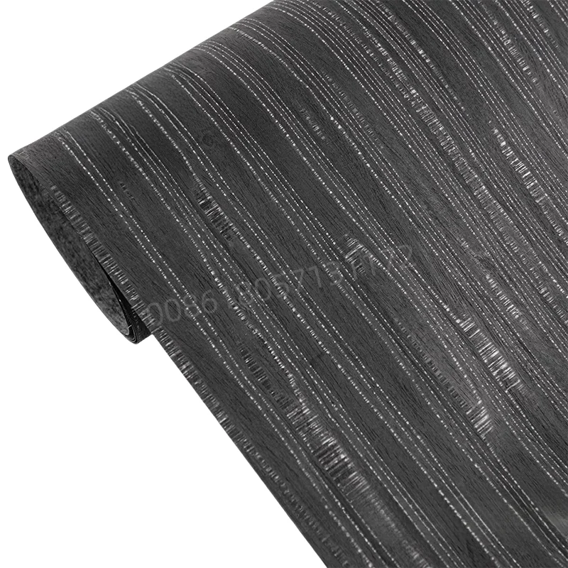 Reconstituted Engineered Wood Veneer with Crack Pattern, E.V., Fleece Backing, 60x250cm,1 Piece,for Furniture & Home Decor,Black