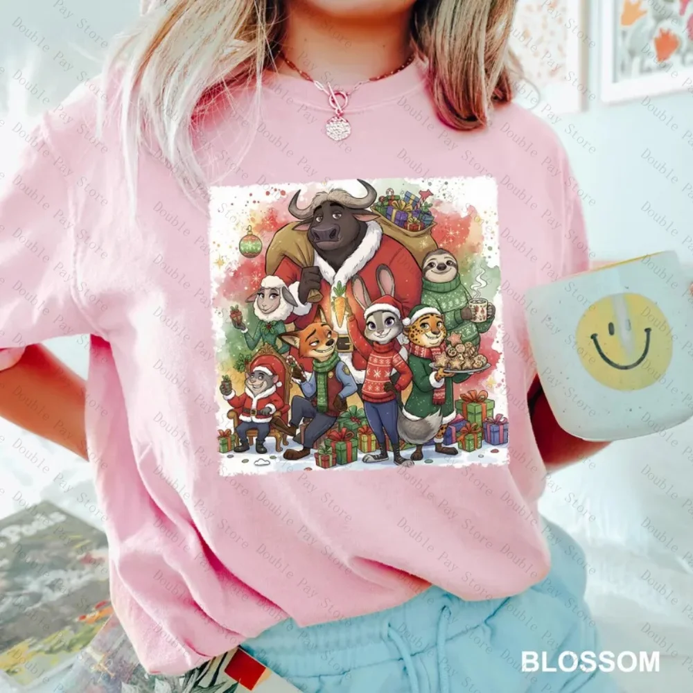 

2025-26 Zootopia 2 Christmas Watercolor Shirt Comfort Colors Zootopia Characters Christmas Shirt Zootopia Christmas Party Shirt